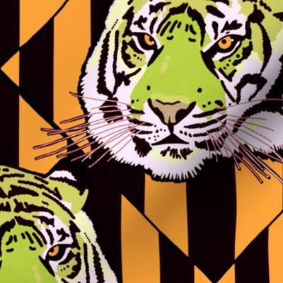 Tiger tiger diamond stripe, med, avocado and orange