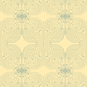 Seamless pattern with fancy monochromatic patterns with tie-dye elements on a yellow background