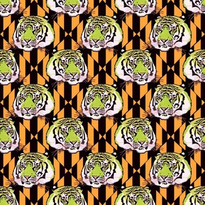 Tiger tiger diamond stripe, small, avocado and orange