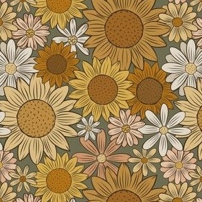 Sunflowers in Bloom (Dark Green)(Small Scale)(5.25"/6")