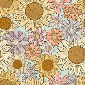 Sunflowers in Bloom (Mint Green)(Large Scale)(10.5"/12")
