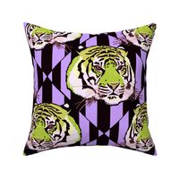 Tiger tiger diamond stripe Medium, avocado and lavender