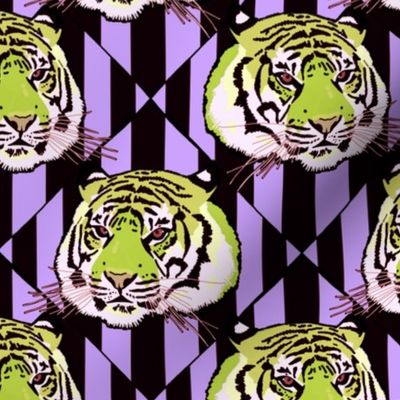 Tiger tiger diamond stripe, small, avocado and lavender