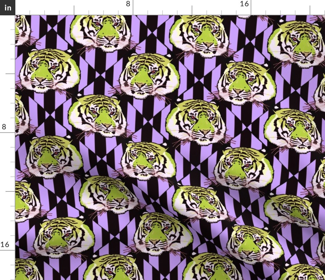 Tiger tiger diamond stripe, small, avocado and lavender