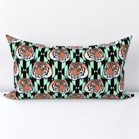 Tiger tiger diamond stripe small scale, orange and mint