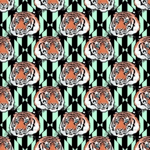 Tiger tiger diamond stripe small scale, orange and mint