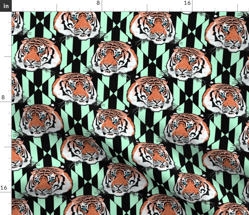 Tiger tiger diamond stripe small scale, orange and mint