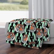 Tiger tiger diamond stripe medium scale orange and mint