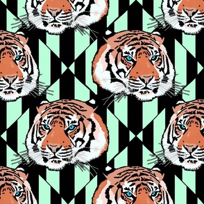 Tiger tiger diamond stripe medium scale orange and mint