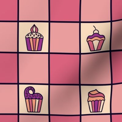 Cupcake Gingham (12") - pink, cream (ST2024CCG)