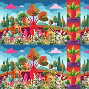 CARROT VILLAGE BUNNY 2 PINK BLUE FLWRHT