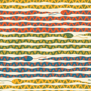 Busy snake Stripes - Horizontal Lines - Tribal Geometric Snake Stripes - 20x20 - Large scale