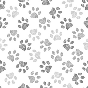Grey doodle paw prints cat dog lover