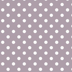 Dark Dotty: Dusky Lilac & White Polka Dot, Dusty Purple Dotted