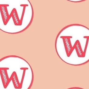W Fun Pink Monogram in White Circle