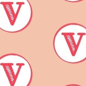 V Fun Pink Monogram in White Circle