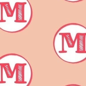 M Fun Pink Monogram in White Circle