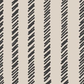 Rugged Slant line Stripes - Black and Cream