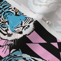 Tiger tiger diamond stripe small scale, pink and blue