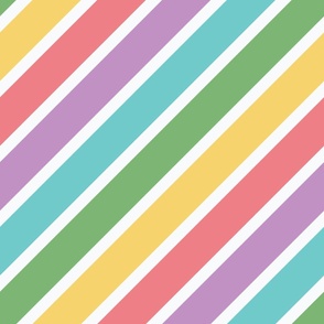 jumbo diagonal stripe / back to school rainbow