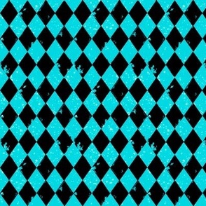 Sparkle Rustic Harlequin Diamonds Aqua Blue and Black