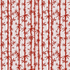 Bamboo Stems Abstract Zen Bamboo Forest in Deep Red on Light Gray, smaller scale