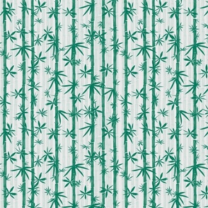 Bamboo Stems Abstract Zen Bamboo Forest in Green on Light Gray / Grey, smaller scale