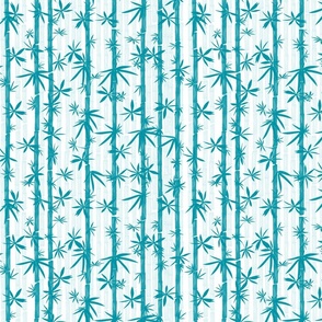 Bamboo Stems Abstract Zen Bamboo Forest in Turquoise Blue and White, smaller scale