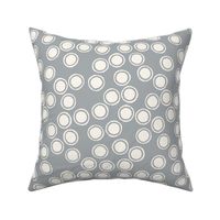 Small Block Printed Field of Polka Dots in ecru off white on light warm grey