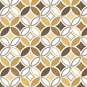 Textured Circle Lock Diamond Geometric // Neutrals // Brown, Beige and White // Medium Scale Fabric - 858 DPI