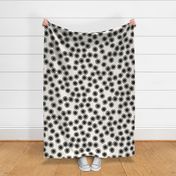 Large Block Printed Field of Polka Dots in soft black on ecru off white