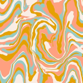 Marble Swirl in aqua, pink and mustard yellow