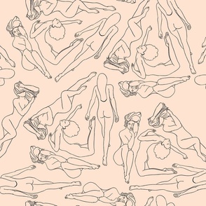 The Feminine Mystique Collection - Black Line Art on Beige
