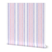 French linen look ticking stripe pink and blue small scale