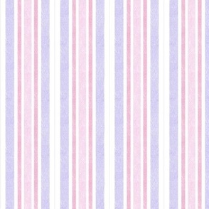 French woven look striped tea towel pink and blue small scale