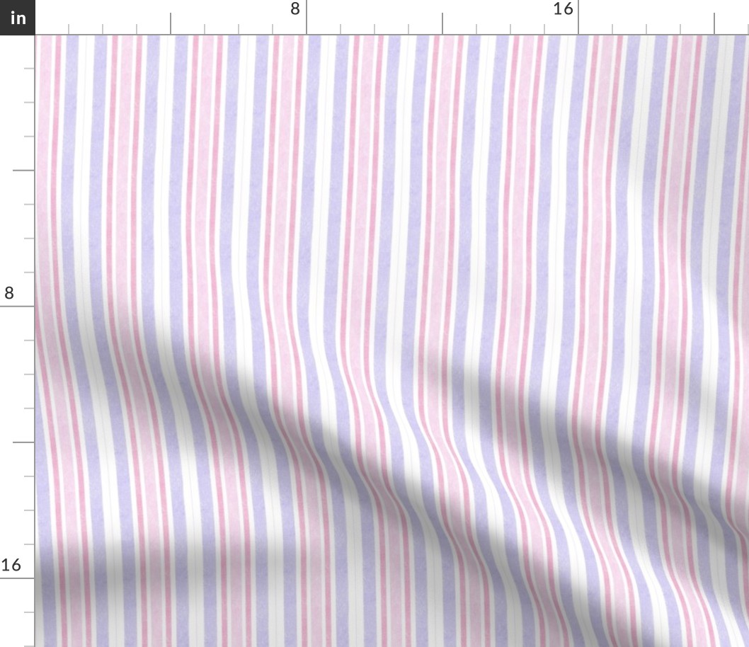French woven look striped tea towel pink and blue small scale