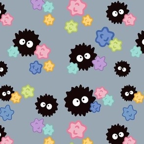 blue soot sprites with konpeito