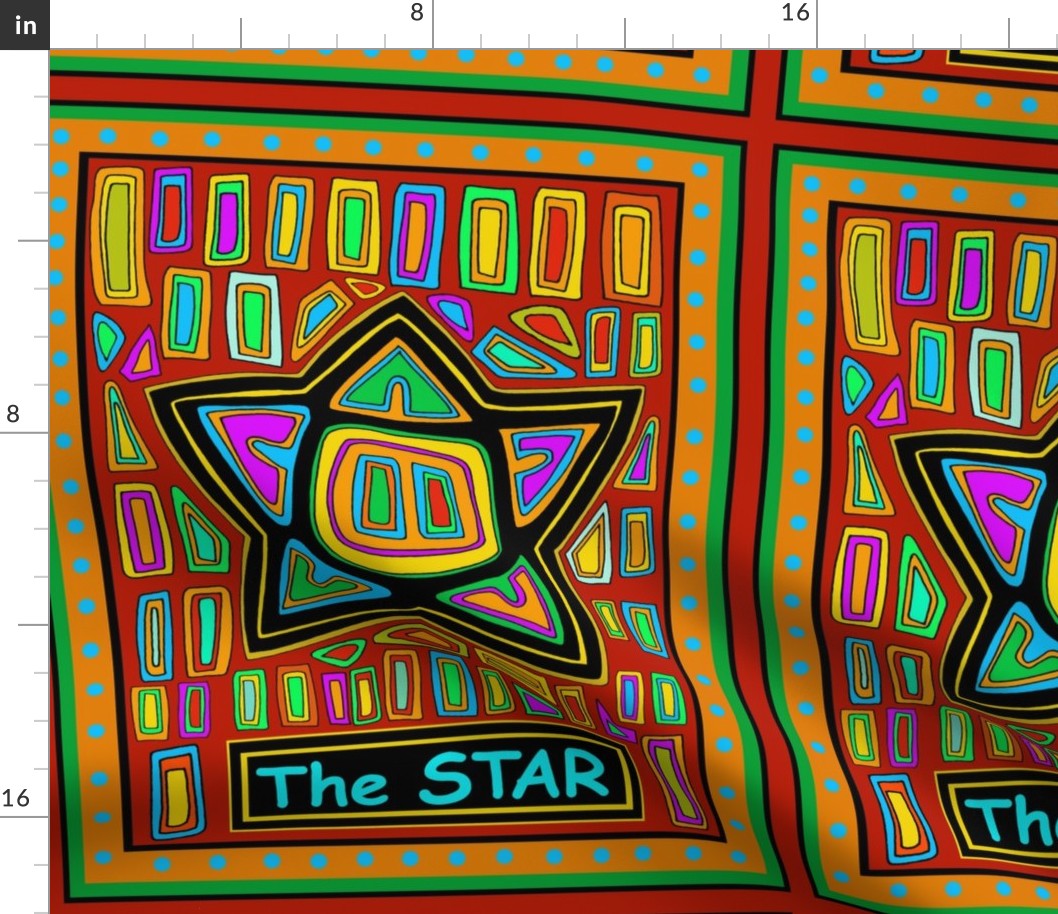 Tarot Card - The Star - Red Blue Orange - Celestial Theme - Design 16749204