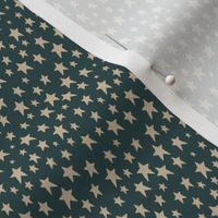 Small Stars Cream on Green