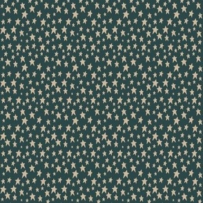 Small Stars Cream on Green