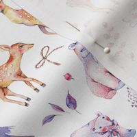 Cute watercolor winter animals