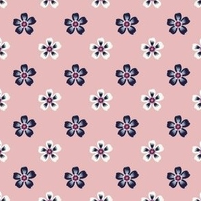 Navy Flower on Pink