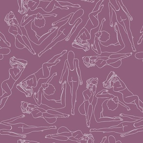 The Feminine Mystique Collection - White Line Art on Mauve