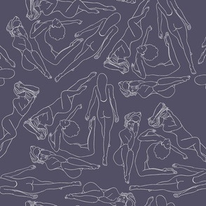 The Feminine Mystique Collection - White Line Art on Purple Steel