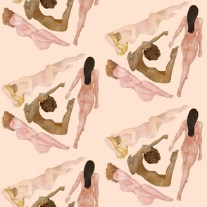 The Feminine Mystique Collection - Watercolor Diagonals on Off Peach
