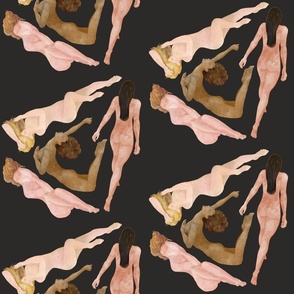 The Feminine Mystique Collection - Watercolor Diagonals on Ebony