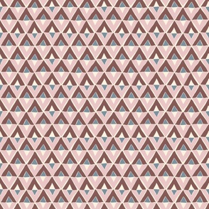 Retro Blue Pink and Maroon Triangles Ditsy