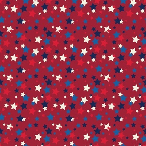 red white and blue stars on dark red