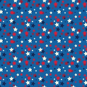 red white and blue stars on blue 
