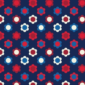 bold retro floral on navy